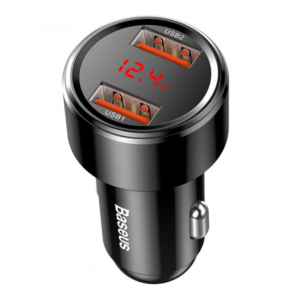Baseus Car Charger Magic Display Series, 45W, 6A, 2 x USB-A, Black CCMLC20A-01