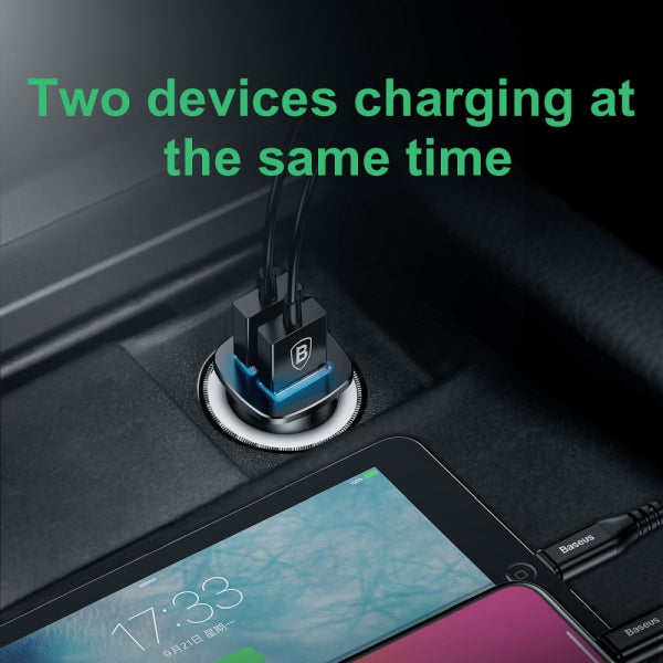 Baseus Car Charger BS-C15Q, 30W, 5A, 2 x USB-A, Black CCALL-DS01