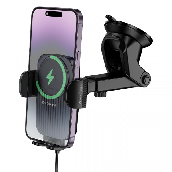 Borofone Wireless Car Charger BH222 Leading, 15W, 1.67A, Black