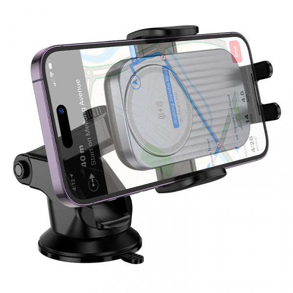 Borofone Wireless Car Charger BH222 Leading, 15W, 1.67A, Black