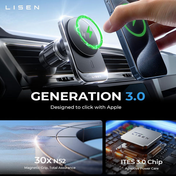 Lisen Wireless Car Charger 15W, 1.67A, Black YL0223070009
