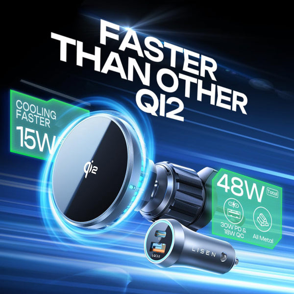 Lisen Wireless Car Charger W701, 15W, 1.67A, Black YL0224060042
