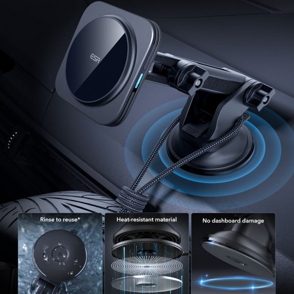 ESR Wireless Car Charger Halolock, 15W, 1.67A, Black