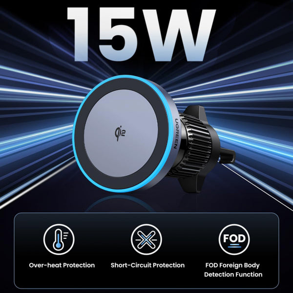 Ugreen Wireless Car Charger W708, 15W, 1.67A, Black