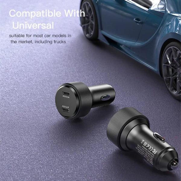 Yesido Car Charger Y48, 60W, 3A, 2 x USB-C, Black