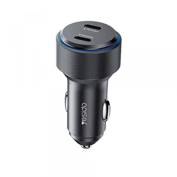 Yesido Car Charger Y48, 60W, 3A, 2 x USB-C, Black