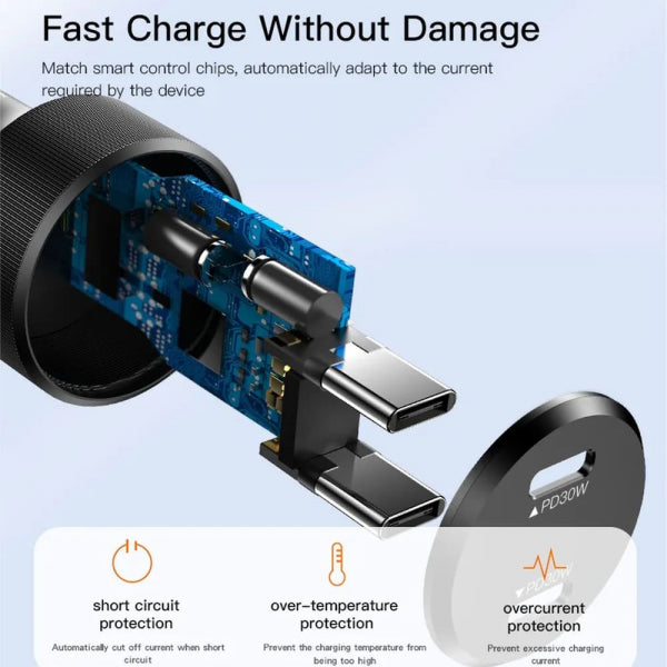 Yesido Car Charger Y48, 60W, 3A, 2 x USB-C, Black