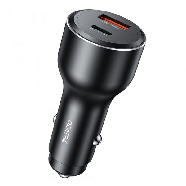 Yesido Car Charger Y65, 100W, 5A, 1 x USB-A - 1 x USB-C, Black