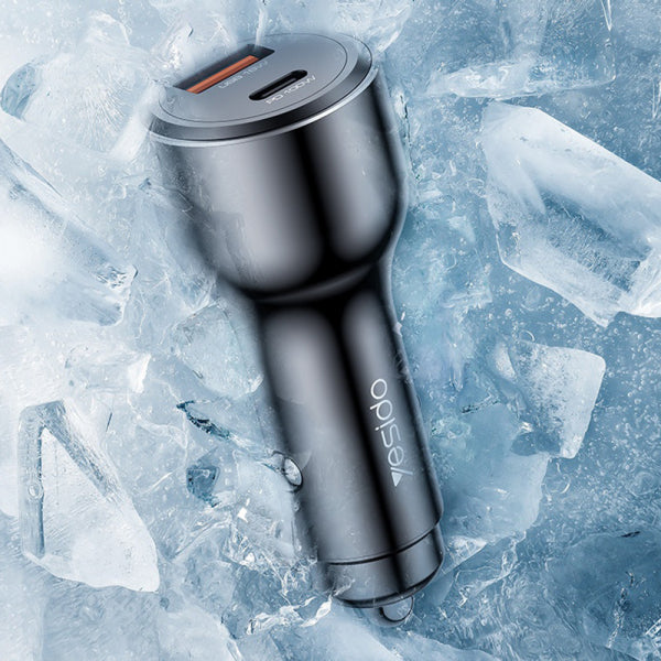 Yesido Car Charger Y65, 100W, 5A, 1 x USB-A - 1 x USB-C, Black