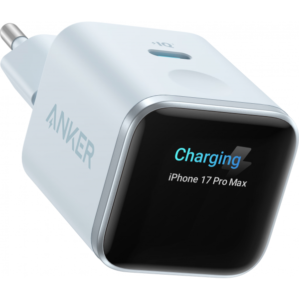 Anker Wall Charger Nano Display, 45W, 3A, 1 x USB-C, Blue A121DG31
