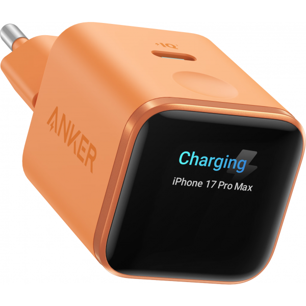 Anker Wall Charger Nano Display, 45W, 3A, 1 x USB-C, Orange A121DGO1