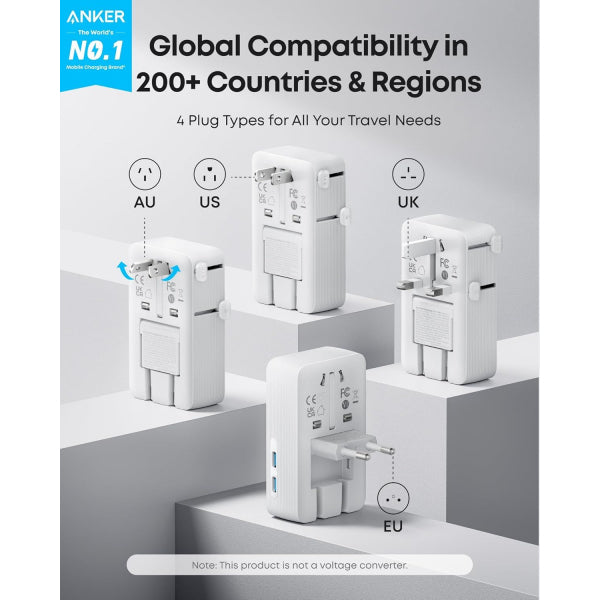 Anker Wall Charger Nano Travel, 20W, 3A, 2 x USB-A - 2 x USB-C, White A9215H21