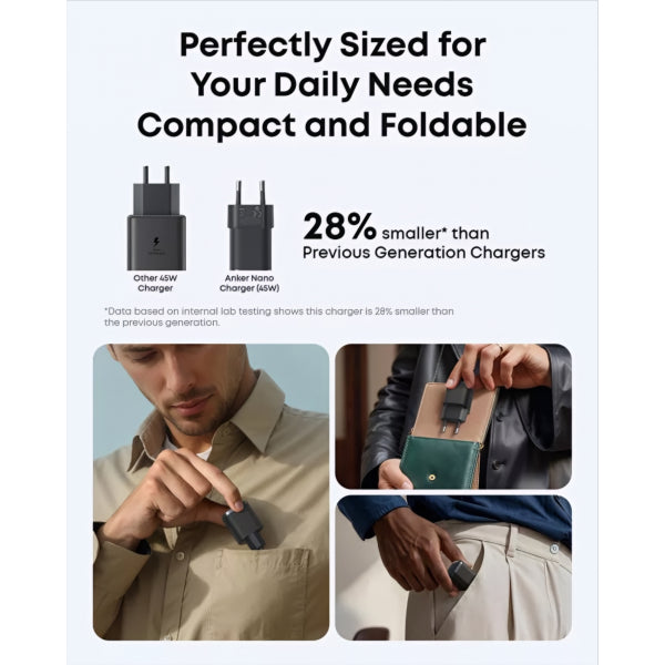 Anker Wall Charger Nano, 45W, 3A, 1 x USB-C, Black A2692L11