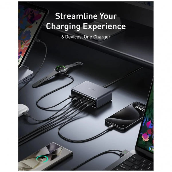 Anker Desktop Charger Prime, 200W, 3A, 2 x USB-A - 4 x USB-C, Black