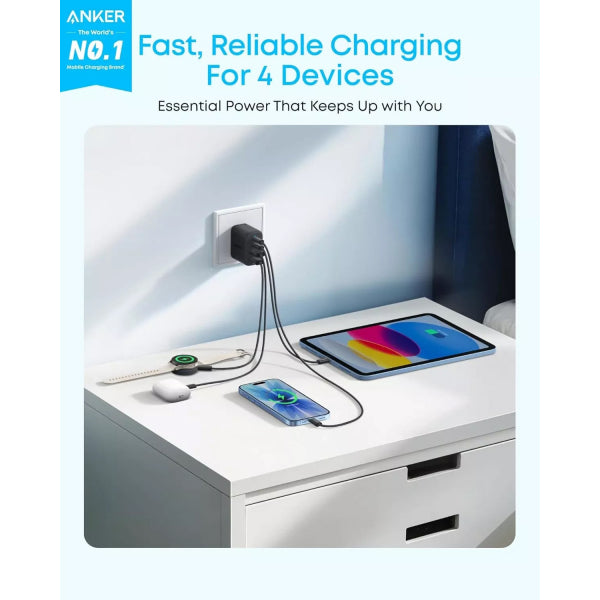 Anker Wall Charger Zolo, 50W, 3A, 2 x USB-A - 2 x USB-C, Black A121EG11