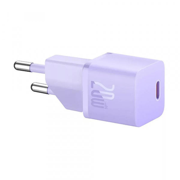 Baseus Wall Charger GaN Mini 1C, 20W, 3A, 1 x USB-C, Purple CCGN050105
