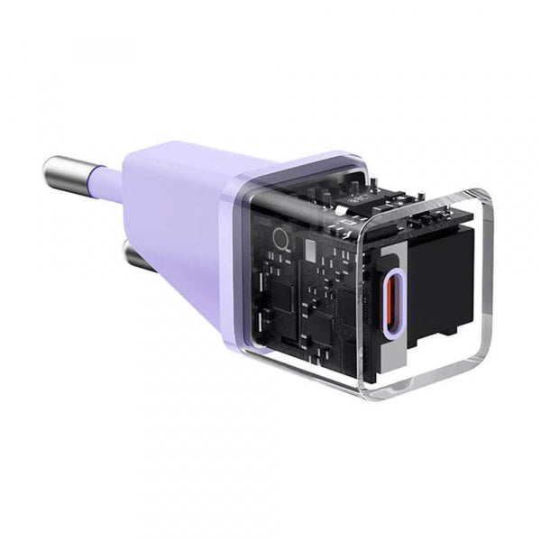 Baseus Wall Charger GaN Mini 1C, 20W, 3A, 1 x USB-C, Purple CCGN050105