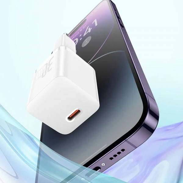 Baseus Wall Charger GaN Mini 1C, 30W, 3A, 1 x USB-C, Blue CCGN070603
