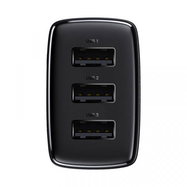 Baseus Wall Charger Compact 3U, 17W, 2.1A, 3 x USB-A, Black CCXJ020101