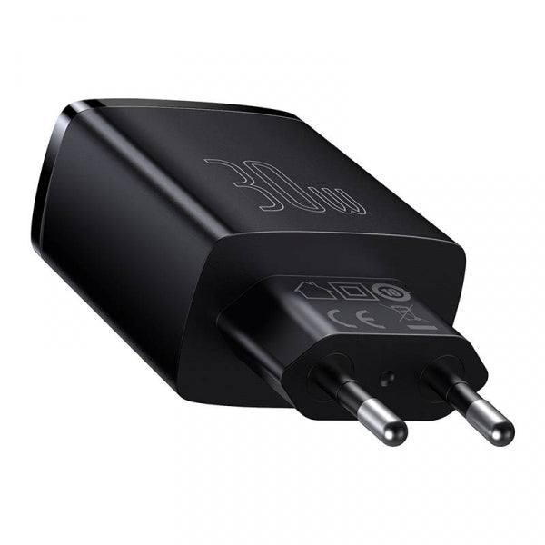 Baseus Wall Charger Compact, 30W, 3A, 1 x USB-C - 2 x USB-A, Black CCXJ-E01