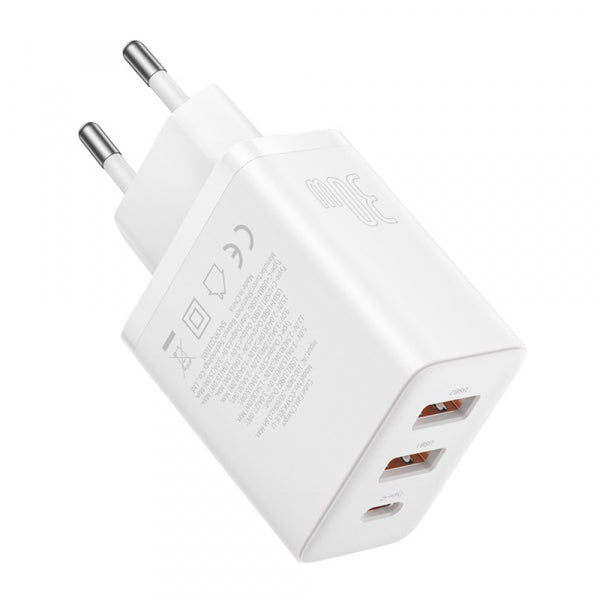 Baseus Wall Charger Cube, 30W, 3A, 1 x USB-C - 2 x USB-A, White P10111402213-00