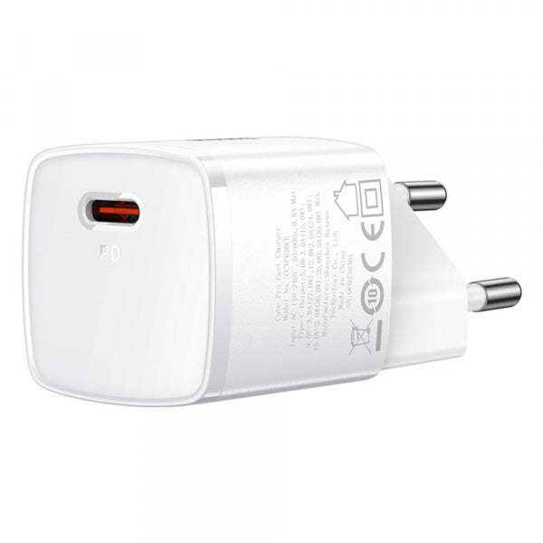 Baseus Wall Charger Cube Pro, 30W, 3A, 1 x USB-C, White CCXF000302