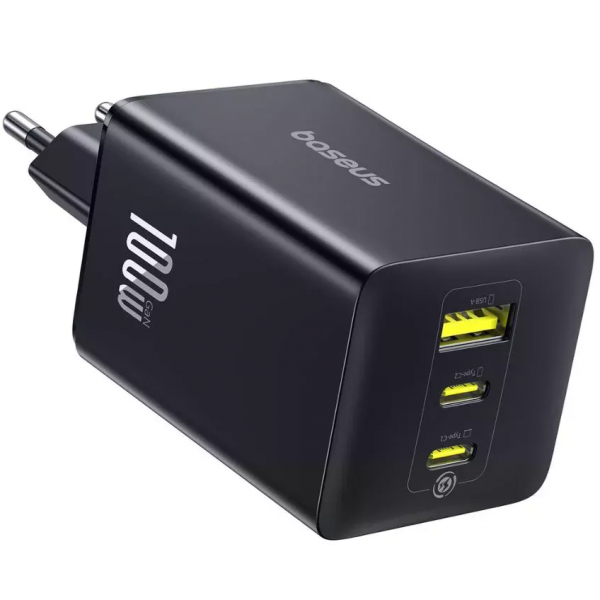 Baseus Wall Charger EnerFill FE11, 100W, 5A, 1 x USB-A - 2 x USB-C, Grey P10182102123