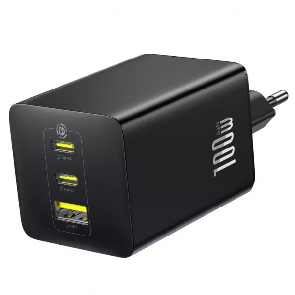 Baseus Wall Charger EnerFill FE11, 100W, 5A, 1 x USB-A - 2 x USB-C, Grey P10182102123