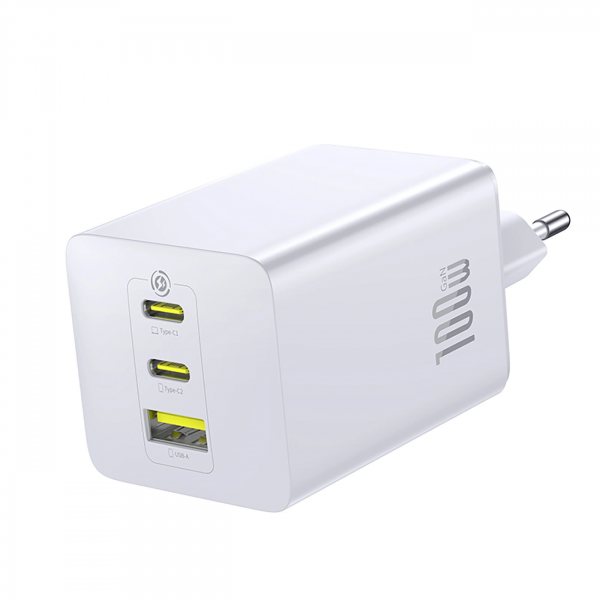 Baseus Wall Charger EnerFill FE11, 100W, 5A, 1 x USB-A - 2 x USB-C, White P10182102213-00