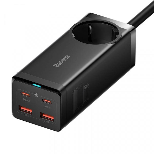Baseus Power Strip GaN3 Pro, 1 x Schuko - 2 x USB-A - 2 x USB-C, Black PSZM000401