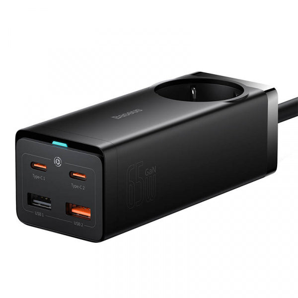 Baseus Power Strip GaN3 Pro, 1 x Schuko - 2 x USB-A - 2 x USB-C, Black PSZM000901