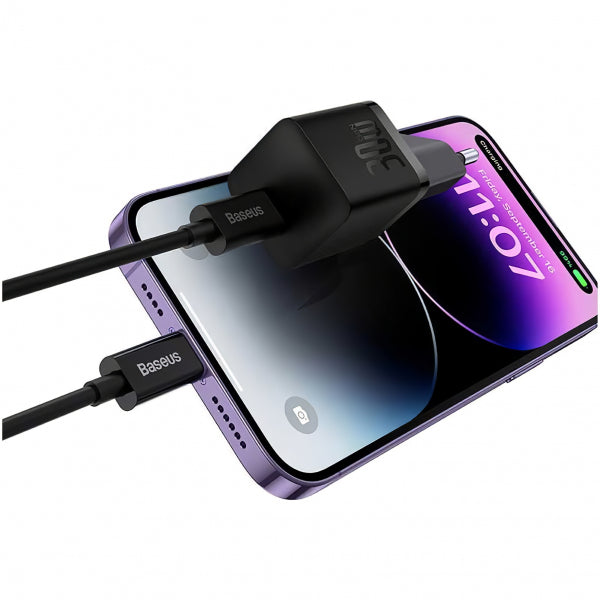 Baseus Wall Charger GaN Mini 1C, 30W, 3A, 1 x USB-C, Black CCGN070401