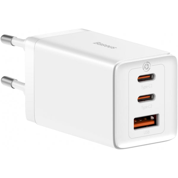 Baseus Wall Charger GaN5 Pro, 65W, 3.25A, 1 x USB-A - 2 x USB-C, White CCGP120202