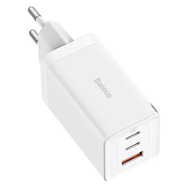 Baseus Wall Charger GaN5 Pro, 65W, 3.25A, 1 x USB-A - 2 x USB-C, White CCGP120202