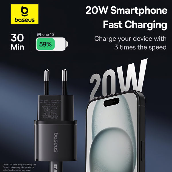Baseus Wall Charger GaN5S, 20W, 3A, 1 x USB-C, Black P10162503113-00