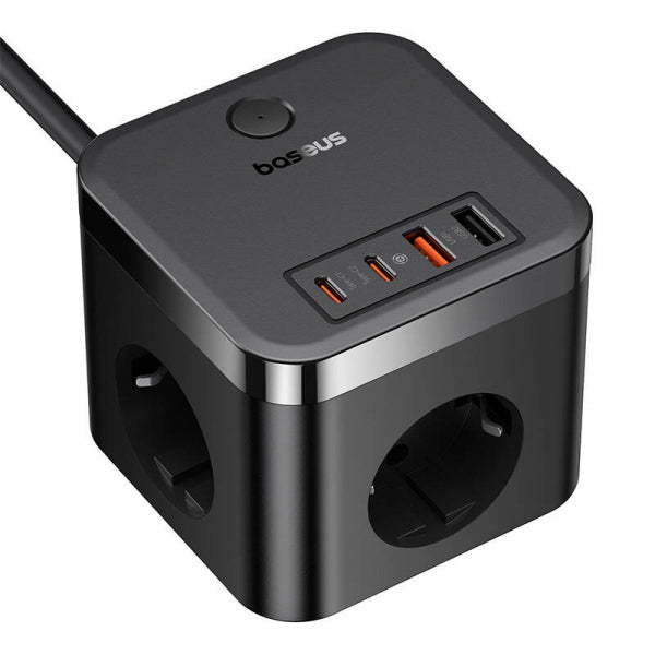 Baseus Power Strip PowerCombo Cube, 3 x Schuko - 2 x USB-A - 2 x USB-C, Black E00066400117-00