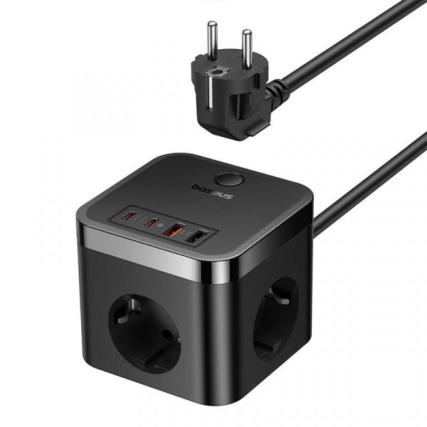 Baseus Power Strip PowerCombo Cube, 3 x Schuko - 2 x USB-A - 2 x USB-C, Black E00066400117-00