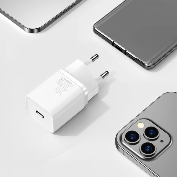 Baseus Wall Charger Super Si 1C, 30W, 3A, 1 x USB-C, White CCSUP-J02