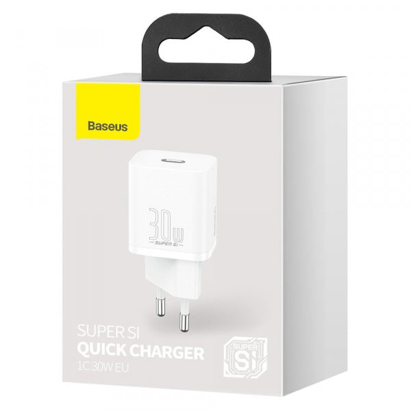 Baseus Wall Charger Super Si 1C, 30W, 3A, 1 x USB-C, White CCSUP-J02