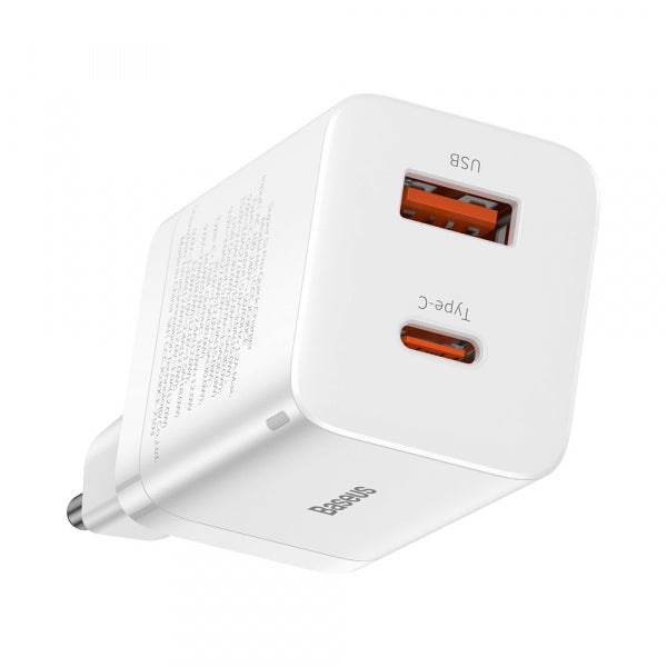 Baseus Wall Charger Super Si Pro, 30W, 3A, 1 x USB-A - 1 x USB-C, White CCSUPP-E02