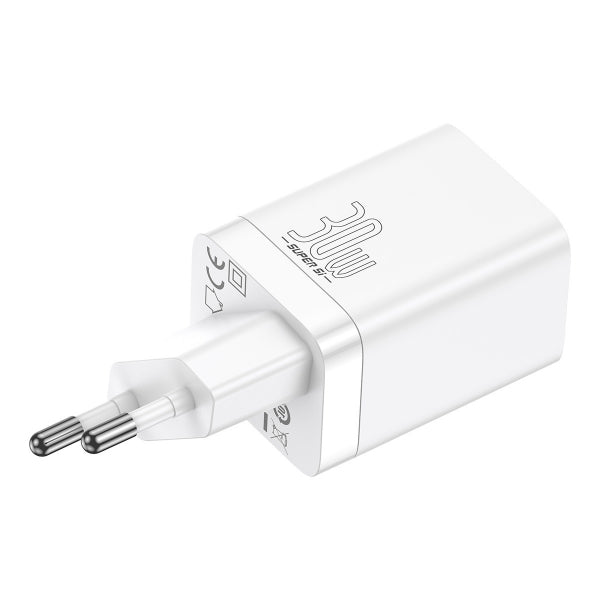 Baseus Wall Charger Super Si Pro, 30W, 3A, 1 x USB-A - 1 x USB-C, White CCSUPP-E02