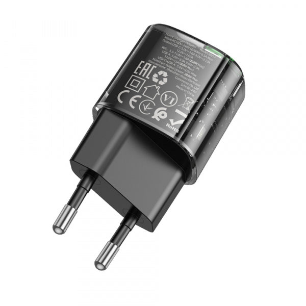 Borofone Wall Charger BN17 Sunlight, 20W, 3A, 1 x USB-A - 1 x USB-C, Black