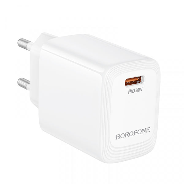 Borofone Wall Charger BN28 Fuente, 30W, 3A, 1 x USB-C, White