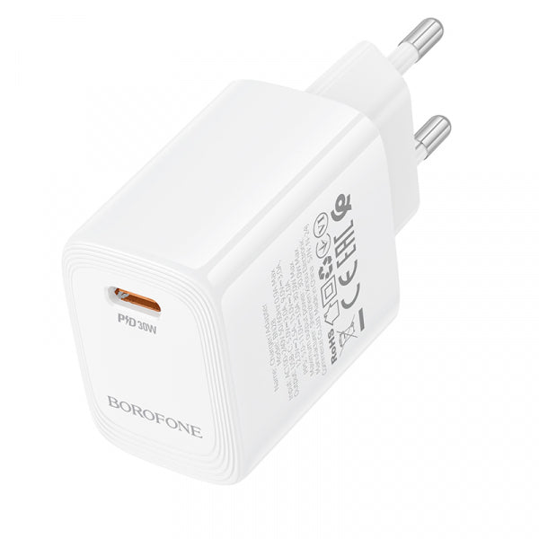 Borofone Wall Charger BN28 Fuente, 30W, 3A, 1 x USB-C, White
