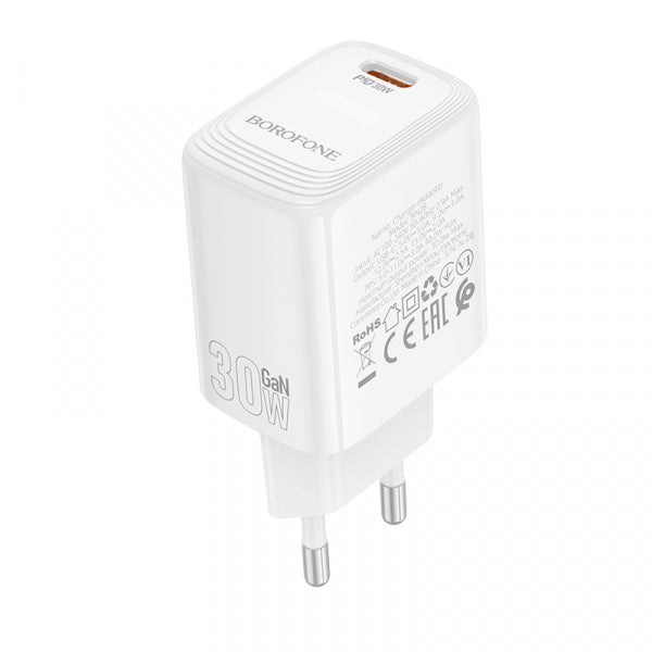 Borofone Wall Charger BN28 Fuente, 30W, 3A, 1 x USB-C, White