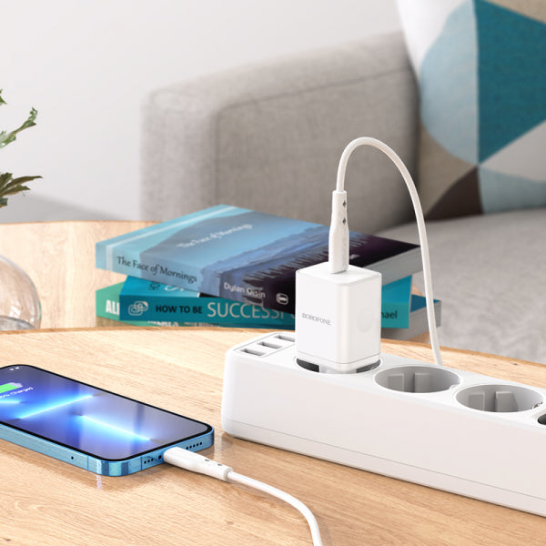 Borofone Wall Charger BN6 Field, 20W, 3A, 1 x USB-C, White