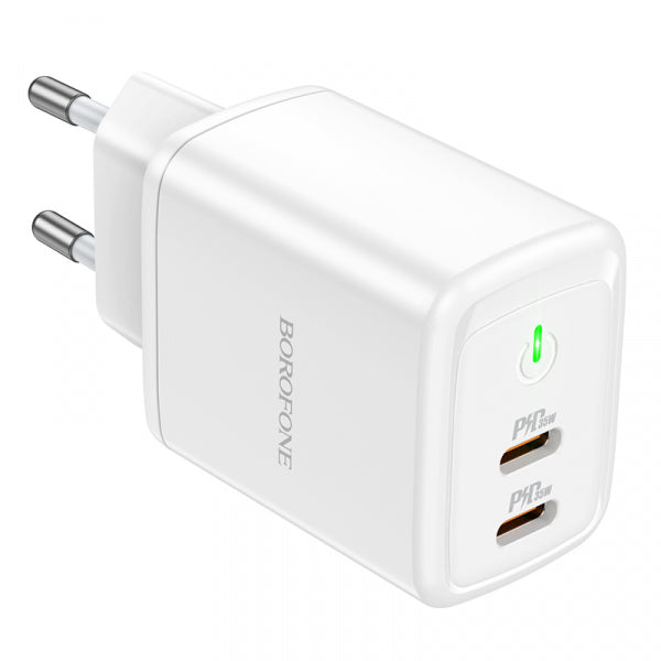 Borofone Wall Charger BN9, 35W, 3A, 2 x USB-C, White