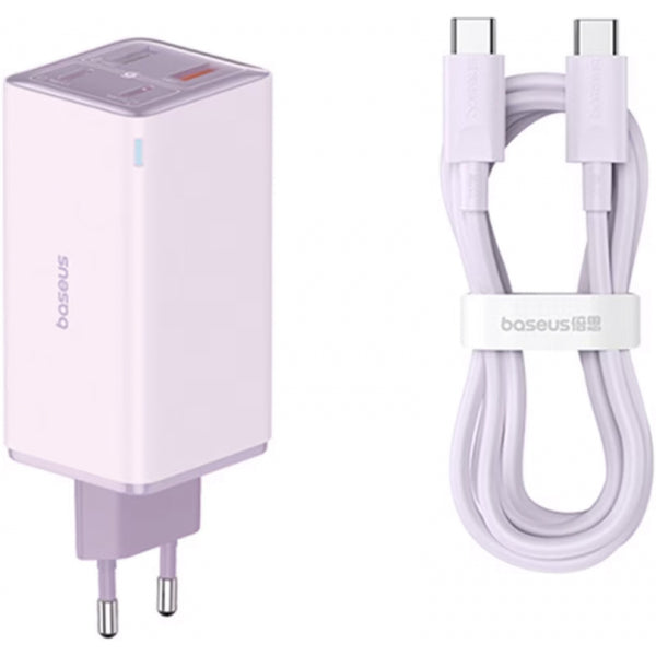 Baseus Wall Charger GaN6 Pro, 100W, 3.25A, 2 x USB-A - 2 x USB-C, with USB-C Cable, Purple P10162705532-00