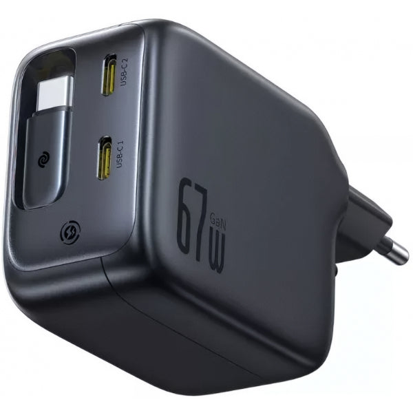 Baseus Wall Charger EnerCore CJ11, 67W, 3.35A, 2 x USB-C, with USB-C Cable, Black E0121E00