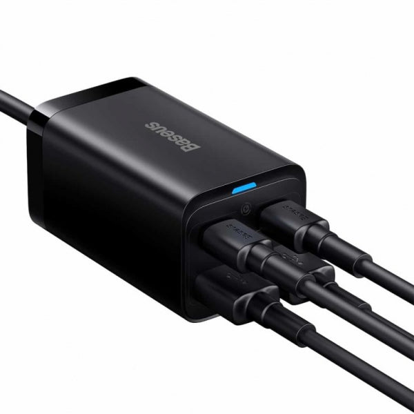Baseus Desktop Charger GaN3 Pro, 65W, 3A, 2 x USB-A - 2 x USB-C, with USB-C Cable, Black CCGP040101